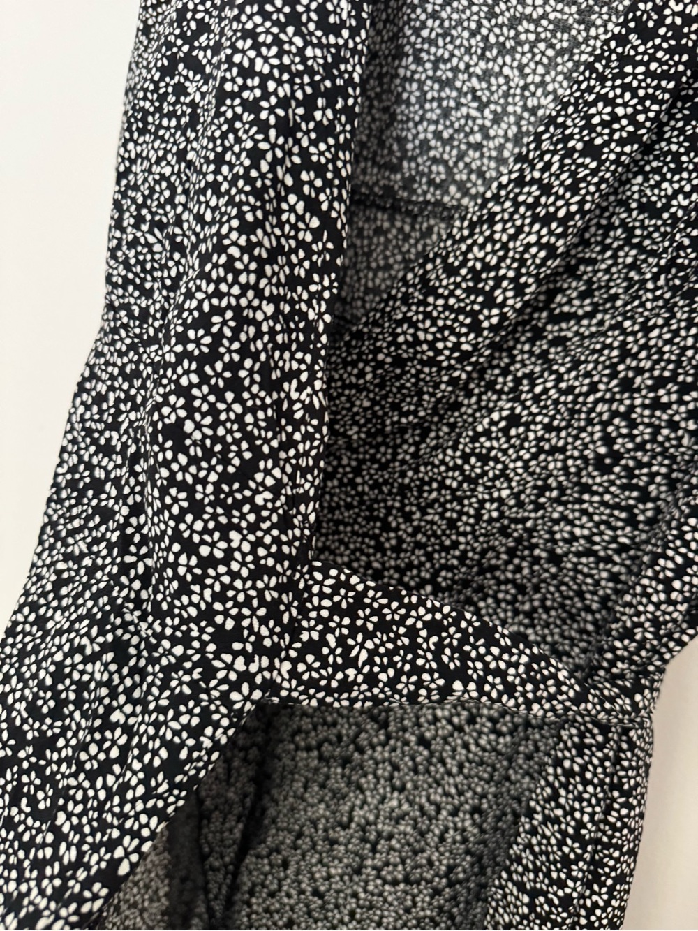 Women's Black Floral Midi Wrap Dress with Flutter Sleeves - Picture 12 of 12